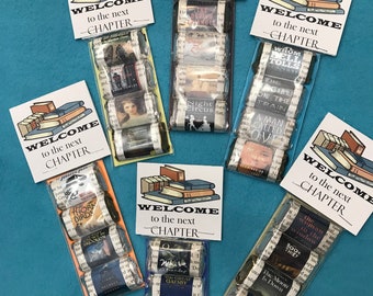 SIX packs of Candy Favors for book lover Wedding, Wedding,Bridal Shower or Graduation- Welcome to the Next Chapter- choice of 3 or 4 in a pk