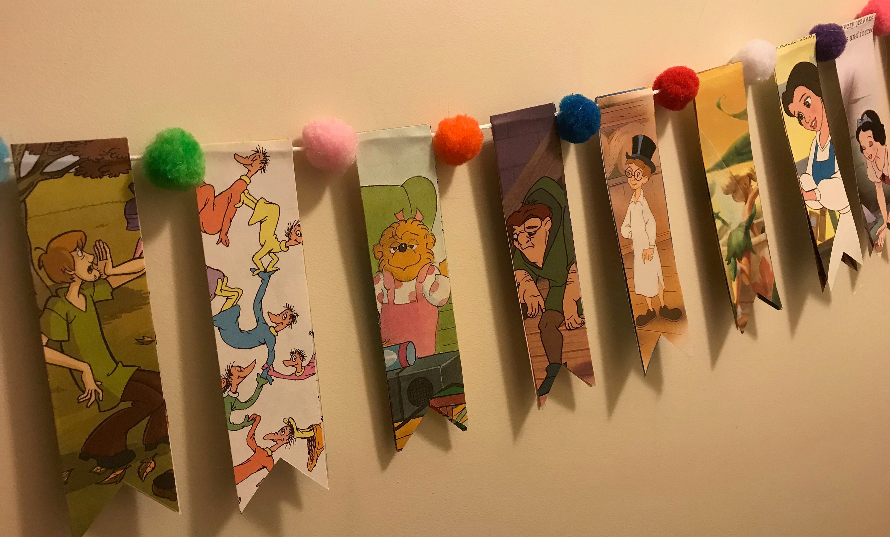 Storybook Banner Garland With Pom Poms for Baby Shower, Children's ...