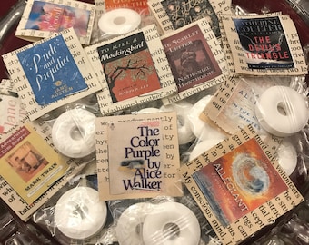 24 Book Lover Literary Mints for favors, table scatter, bowl fillers - book lover events and parties and showers - fully assembled