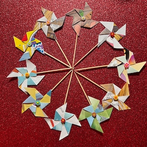 Storybook little non-spinning cupcake toppers or food picks with tiny resin flower center