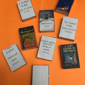 Personalized Book Lover Matchboxes for favors - wedding, anniversary, retirement, more - Set of 12