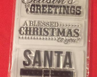 Five Christmas acrylic rubber stamps by Momenta - NEW still in original package - never used