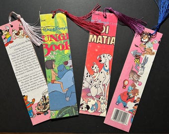 Set of FOUR recycled upcycled bookmarks from children's Little Golden Books with tassels