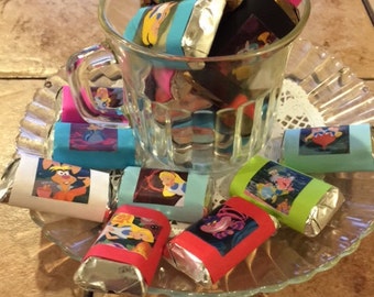 24 Alice in Wonderland Hershey Miniature wrapped Candy Bars