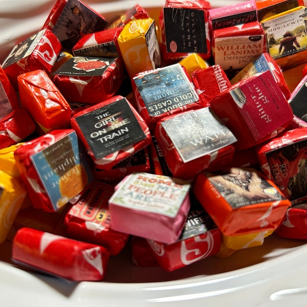 Starburst candy bowl fillers and party favors for book lovers - available in children OR adult titles - 25 or 50 count