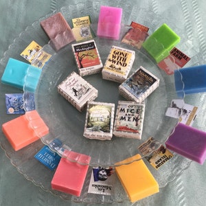 12 Book lover literary mini guest soaps for book clubs, wedding, literary themes