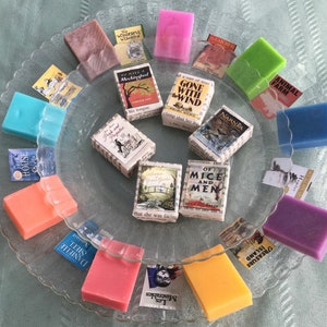 12 Book lover literary mini guest soaps for book clubs, wedding, literary themes