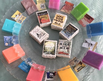 12 Book lover literary mini guest soaps for book clubs, wedding, literary themes