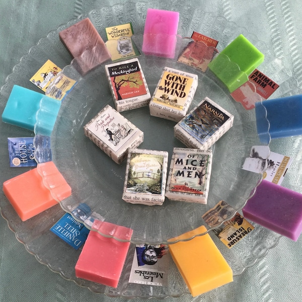 12 Book lover literary mini guest soaps for book clubs, wedding, literary themes