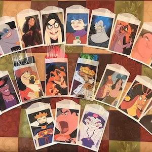 Twelve Disney Villain Silverware cutlery and napkin pouches and treat favor bags