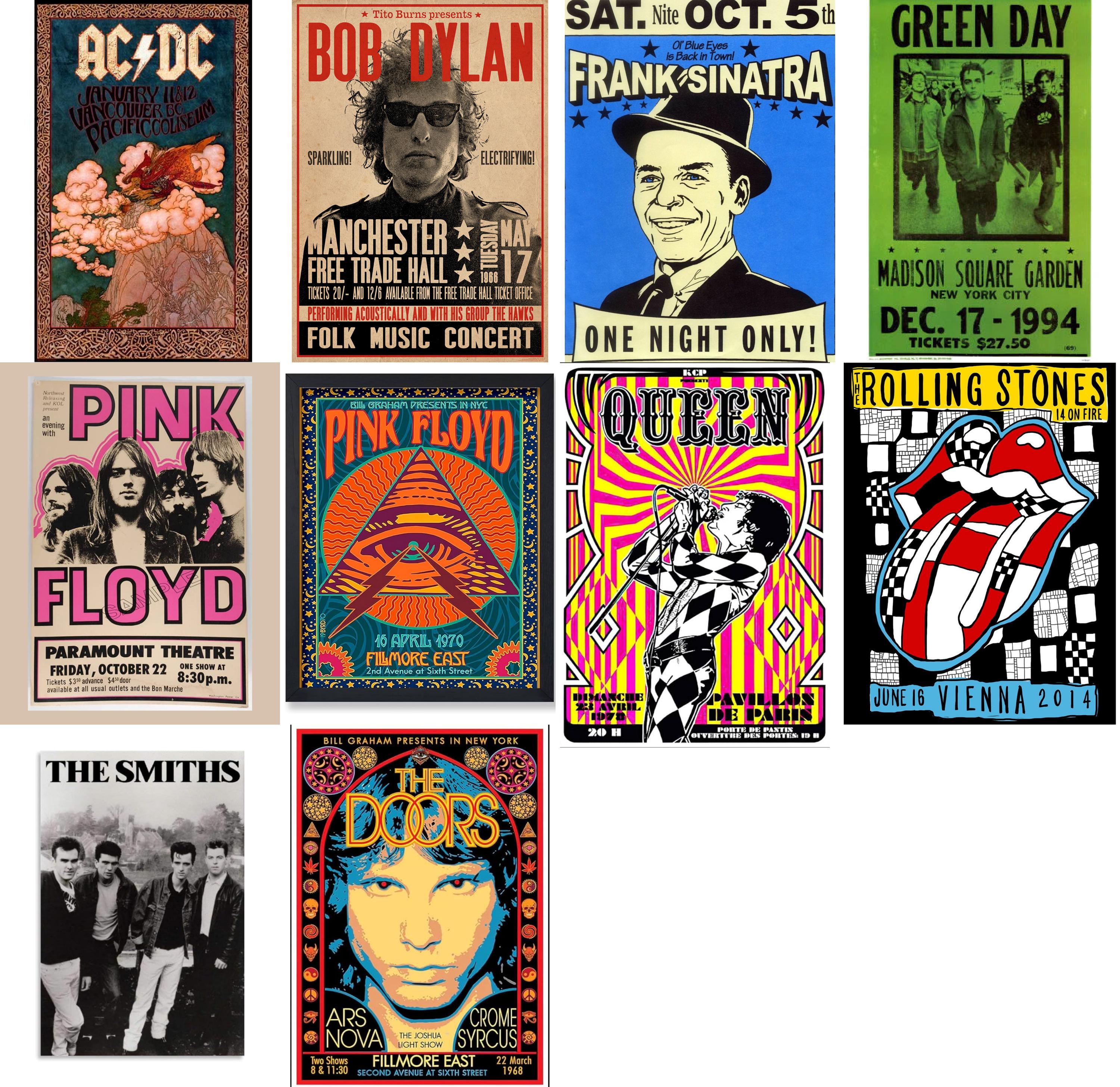 Classic Rock Band Poster Collage, Vintage Music Room Wall Art - Etsy