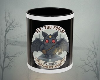 Mothman Cartoon Illustration Mug | Accent Coffee Mug