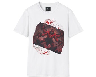 Red Oni Demon Illustration T-Shirt | Japanese Kanji Aka Oni horror graphic