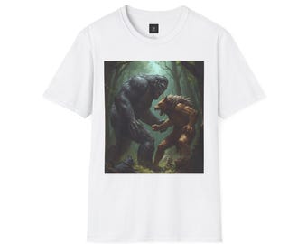 Forest Alpha vs Night Predator T-Shirt | Werewolf vs Bear Illustration