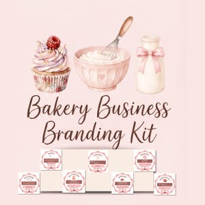 Branding-Kit für Bäckereien, bearbeitbare Etikettenvorlage für hausgemachte Lebensmittel, Verpackungsset für Hausbäckereien, Dankeskarten und Aufkleber zur Lebensmittelsicherheit