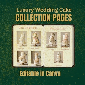 Modèle de portfolio Baker | Pages de la galerie de gâteaux de mariage de luxe | Catalogue canevas modifiable | Agencement de vitrine de boulangerie professionnelle, page de collection