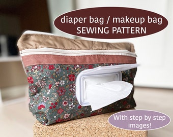 Diaper bag / baby bag / makeup bag SEWING PATTERN download today!