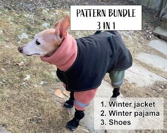 3 patterns in one bundle / winter clothes for dogs / italian greyhound / chinese crested / dog clothes