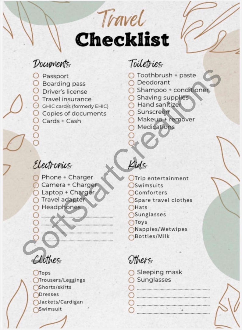 Travel Packing Checklist Printable | Family Holiday Packing List | Kids ...