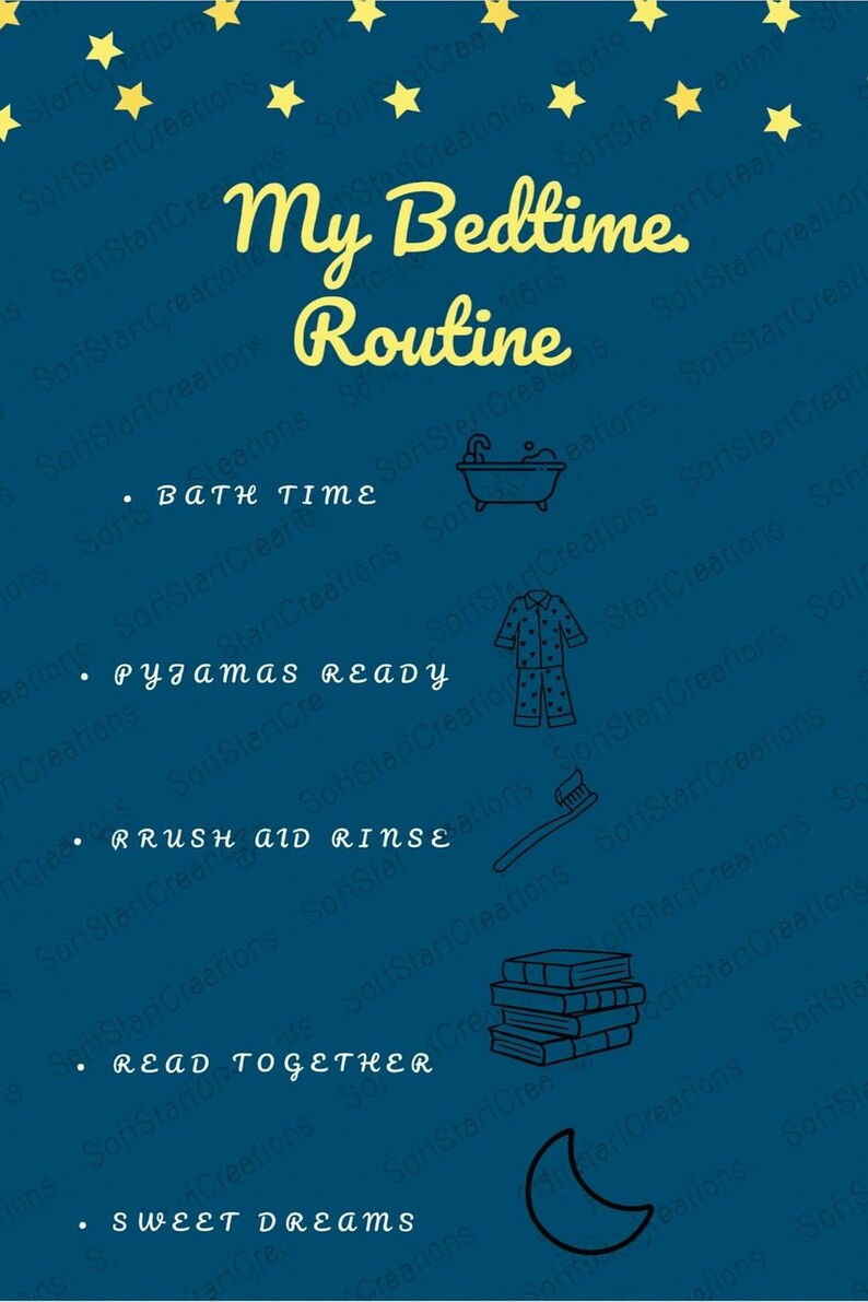 Pyjamas Routine Calm Bedtime Routine for Kids | Printable Evening Routine Chart ...