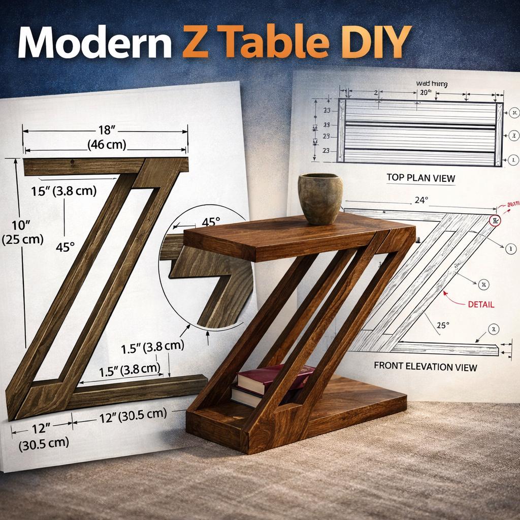 DIY Modern Z-shape Sofa Side Table Plans – 2-tier Display Shelf | Easy ...
