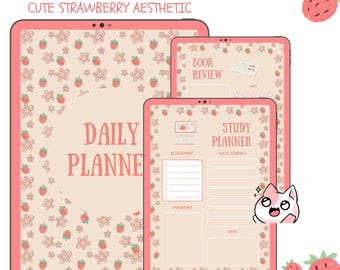 Strawberry Digital Planner | Daily, Weekly, Monthly (PDF Pattern)