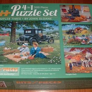 Bits and Pieces 4 in 1 500 Pc. Puzzle Set John Sloane Autumn Scenes afbeelding 1