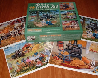 Bits and Pieces - 4 in 1 - 500 Pc. Puzzle Set with posters - John Sloane - Autumn Scenes