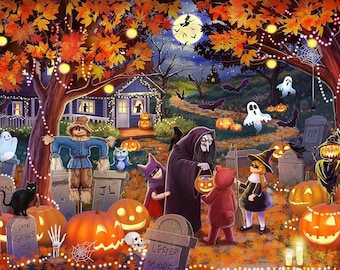 COMPLETE - Huadada - 1000 Pc. Jigsaw Puzzle - Halloween "Trick or Treat"