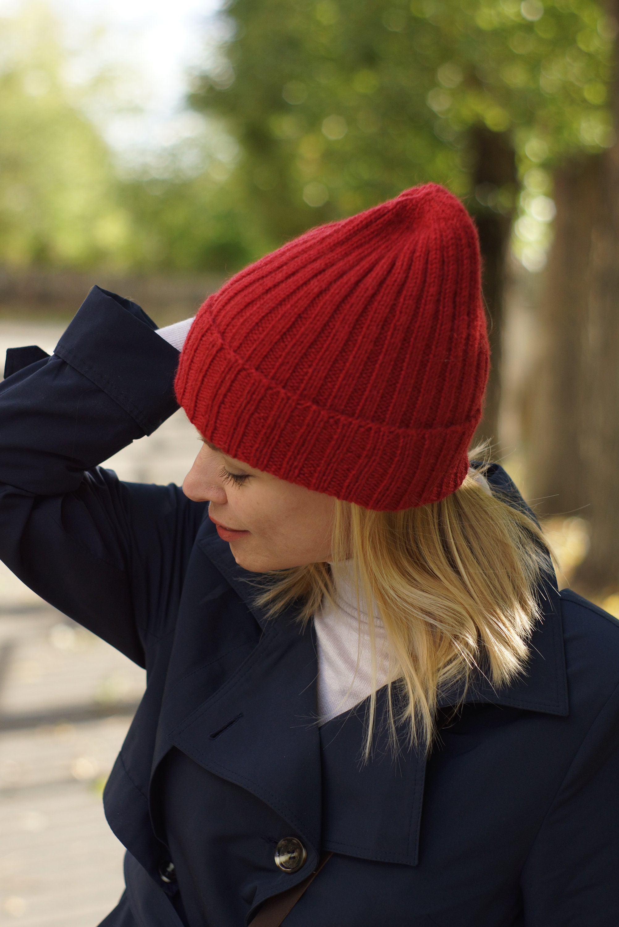 Knit hat slouchy alpaca hat women knit beanie women red | Etsy