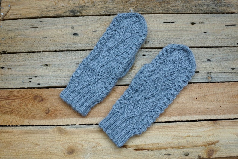 Gray alpaca mittens hand knitted mittens for women cable Etsy