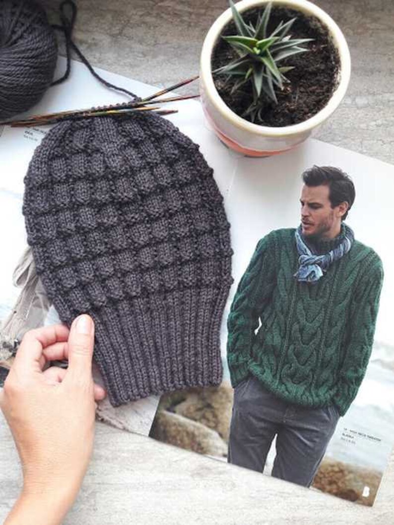 Men beanie knitting pattern knit pattern for slouchy hat Etsy