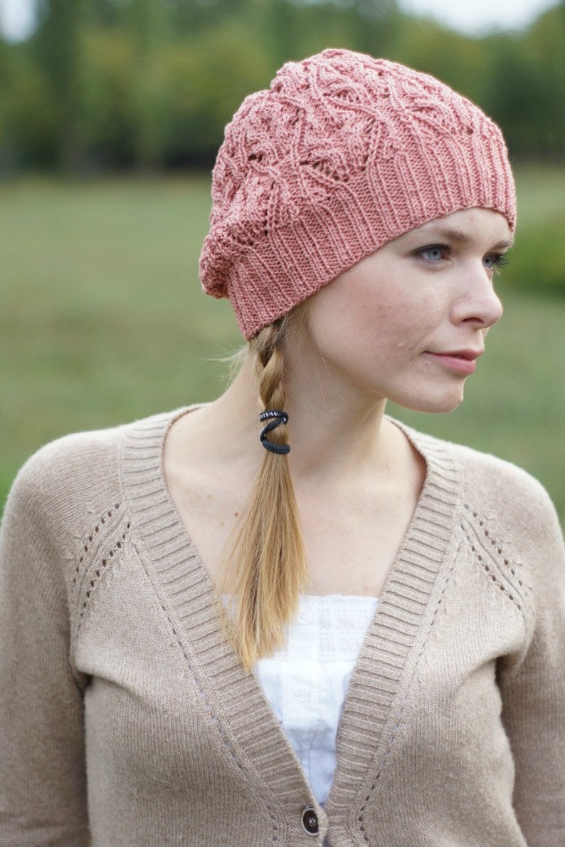 Cotton beanie hat women hat beret knit cotton berets for Etsy
