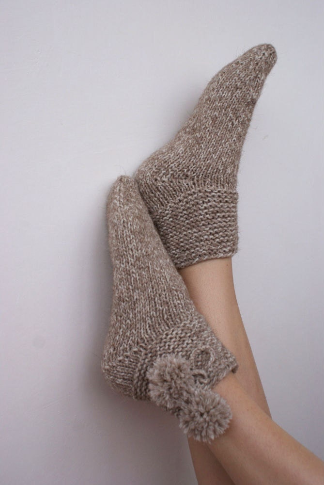 Hand knitted womens Thick wool Socks Village alpaca Superwash | Etsy