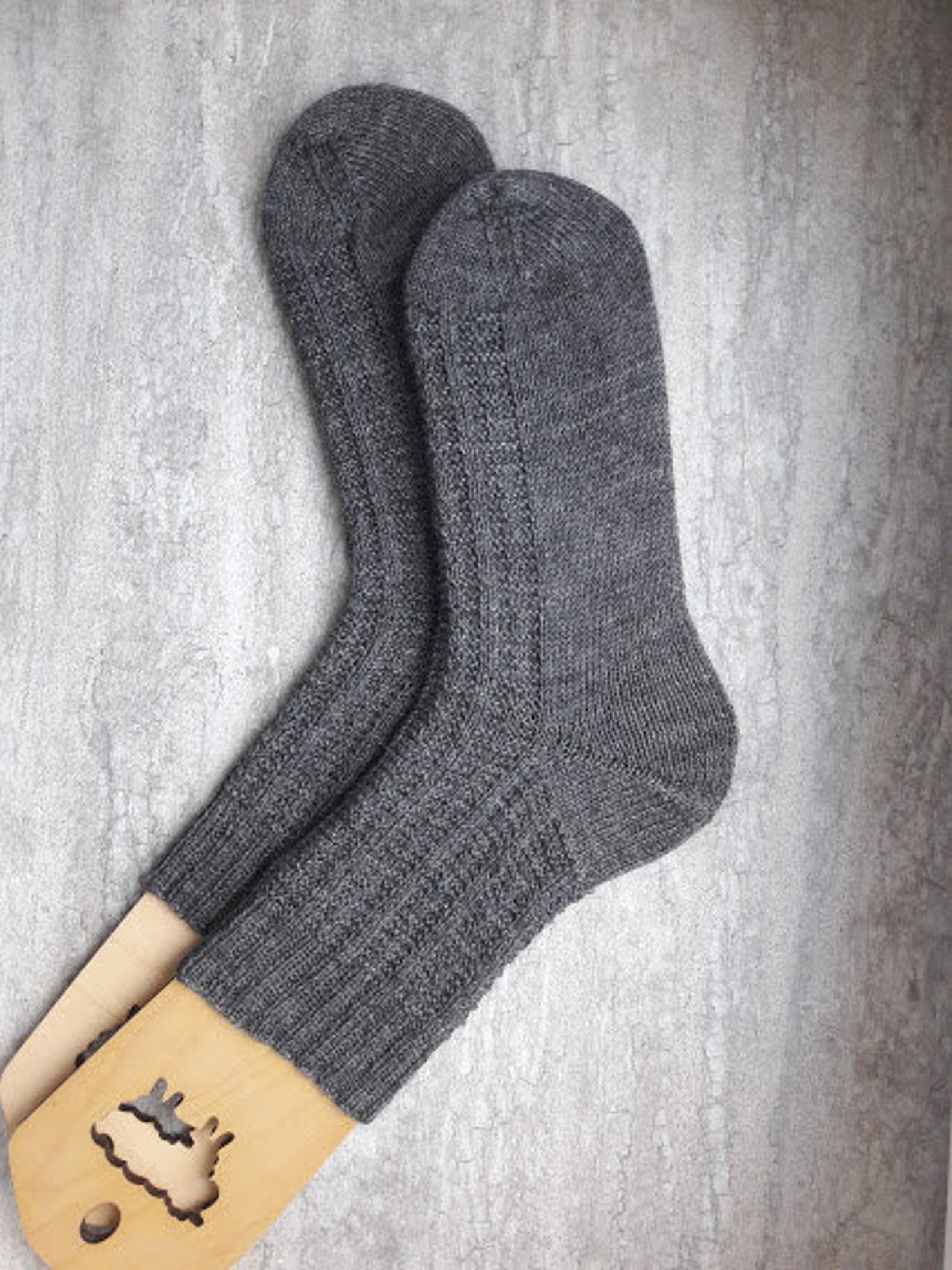 Handmade alpaca socks men Hand knit socks for men Gray wool Etsy