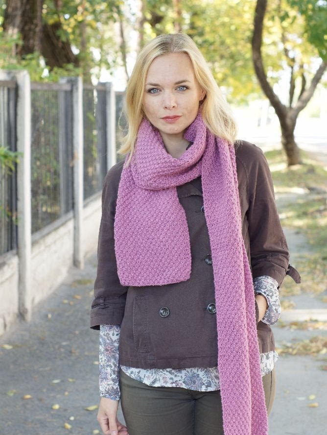 Long knit scarf women Pink handmade scarf Oversized scarf | Etsy