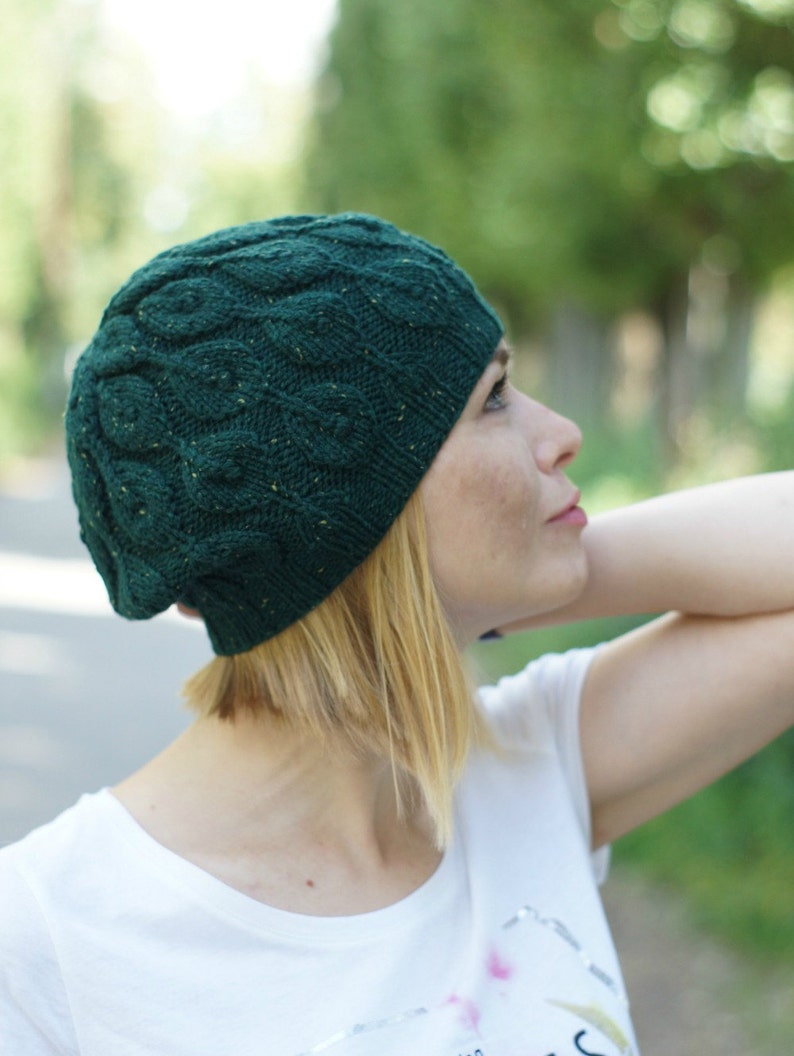 Green hand knitted beret spring hat women's beret hats Etsy