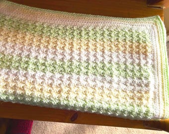 Crochet Baby Blanket: Daisy Field Colors, Soft Acrylic Yarn