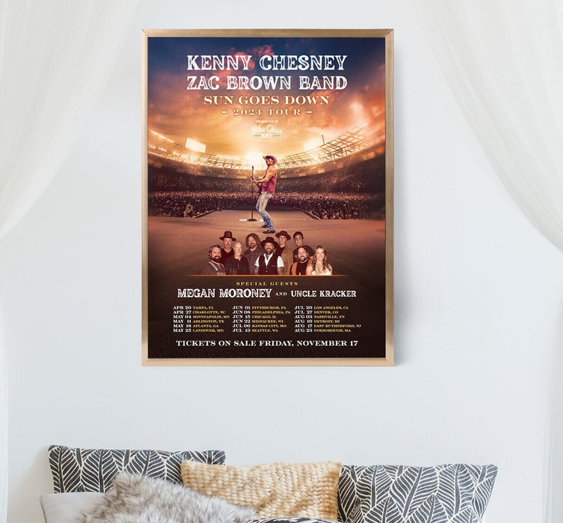 Kenny Chesney and Zac Brown Band 2024 Tour Poster, Poster Decor Home