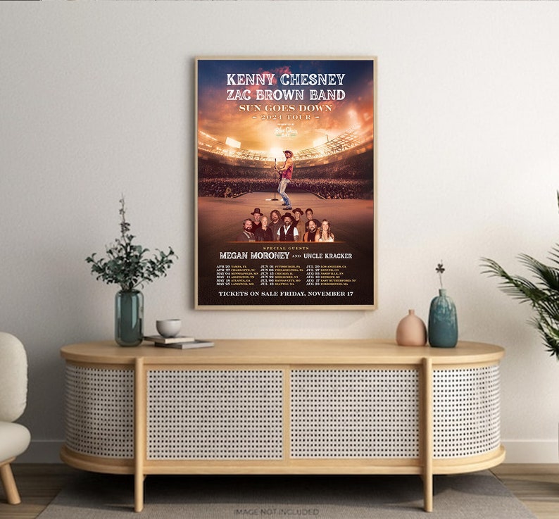 Kenny Chesney and Zac Brown Band 2024 Tour Poster, Poster Decor Home