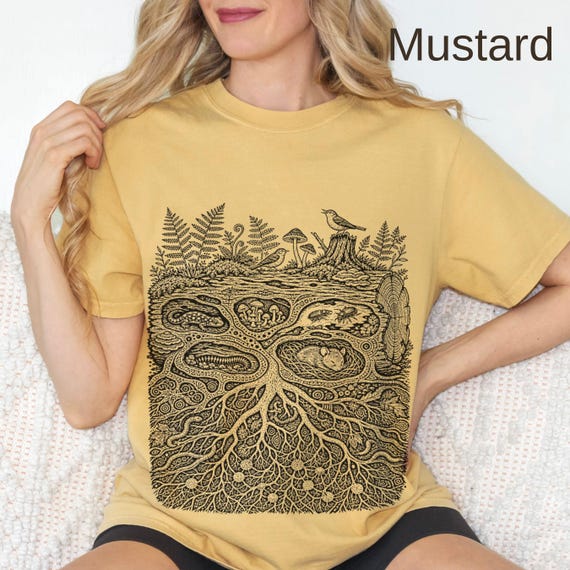 Vintage Woodland Forest Floor Linocut Shirt, Comfort Colors® Forestcore Tee, Goblincore Nature Graphic, Dark Academia Weird Science Gift