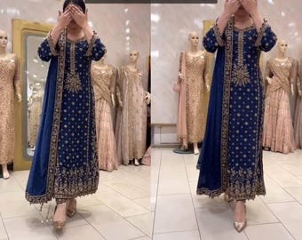 Blue Designer Shalwar Suit With Dupatta Suit Eid Special Ready to Wear 3p Salwar Kameez For Women Indian Weeding Wear Kurta Kurti Handwork