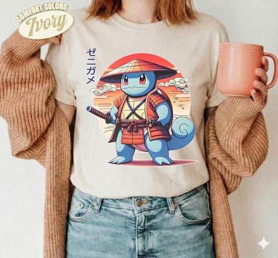 Squirtle Samurai Shirt, Pokemon Anime Tee, Comfort Colors Graphic Tshirt, Japanese Warrior Pokemon Shirt, Retro Gaming Tee, Pokemon Fan Gift