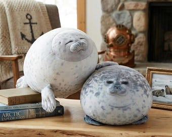 Peluche de foca enojada: adorable almohada de foca, león marino regordete, regalo acogedor para niños