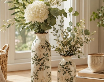 Floral Ceramic Vase Cottagecore Home Decor Decorative Flower Vase Table Centerpiece