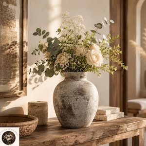 Vaso in ceramica Wabi Sabi, moderno, minimalista, rustico, complemento d'arredo per la casa.