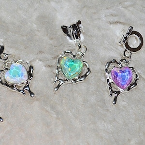 Opal Hjärta Hängsmycken • Utsmyckade Silverramar (5 ST)