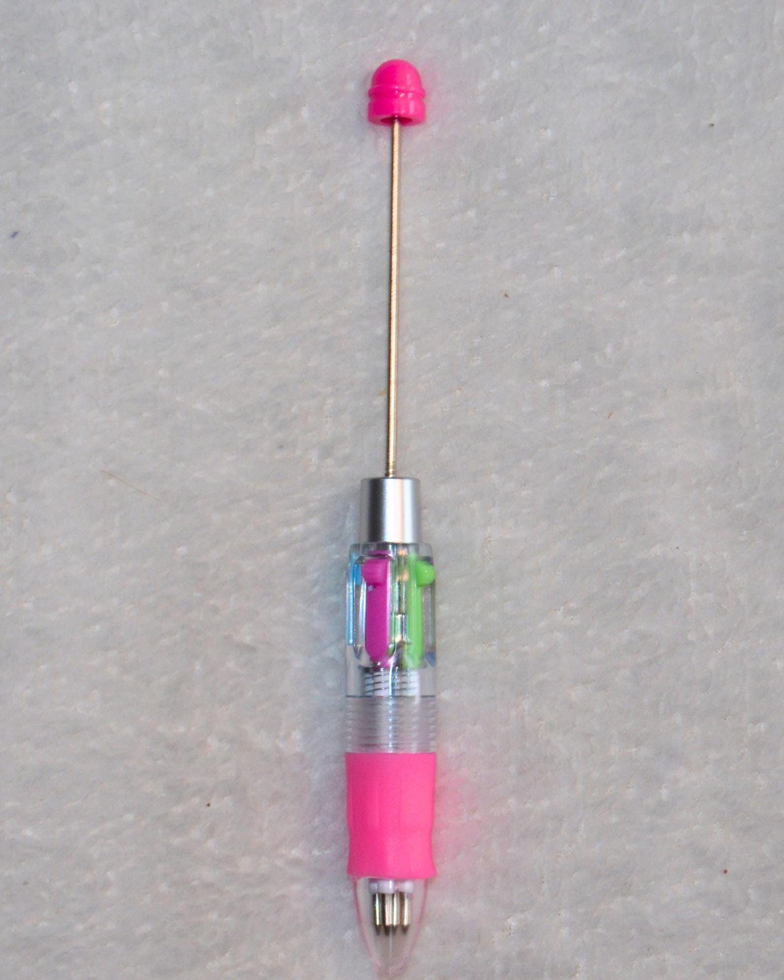 Beadable Multi-color Pen • Clear Barrel Click Pen • Choose Accent Color ...
