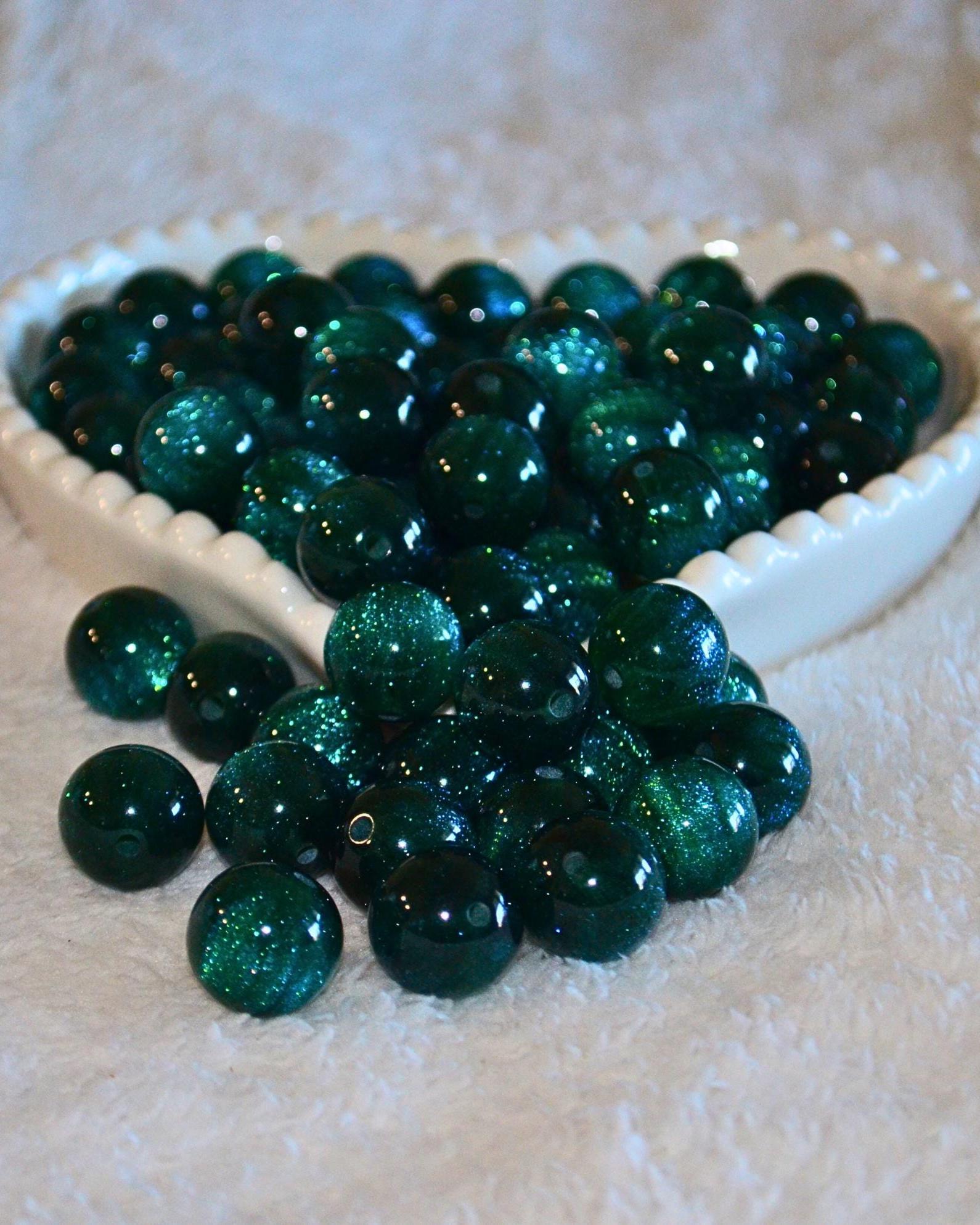 16mm Acrylic Galaxy Beads • Glitter Shimmer Round Beads • Choose 
