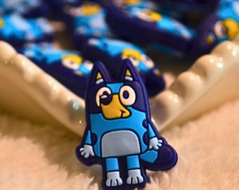 Conta de silicone em formato de cachorro azul | Conta central com personagem de desenho animado